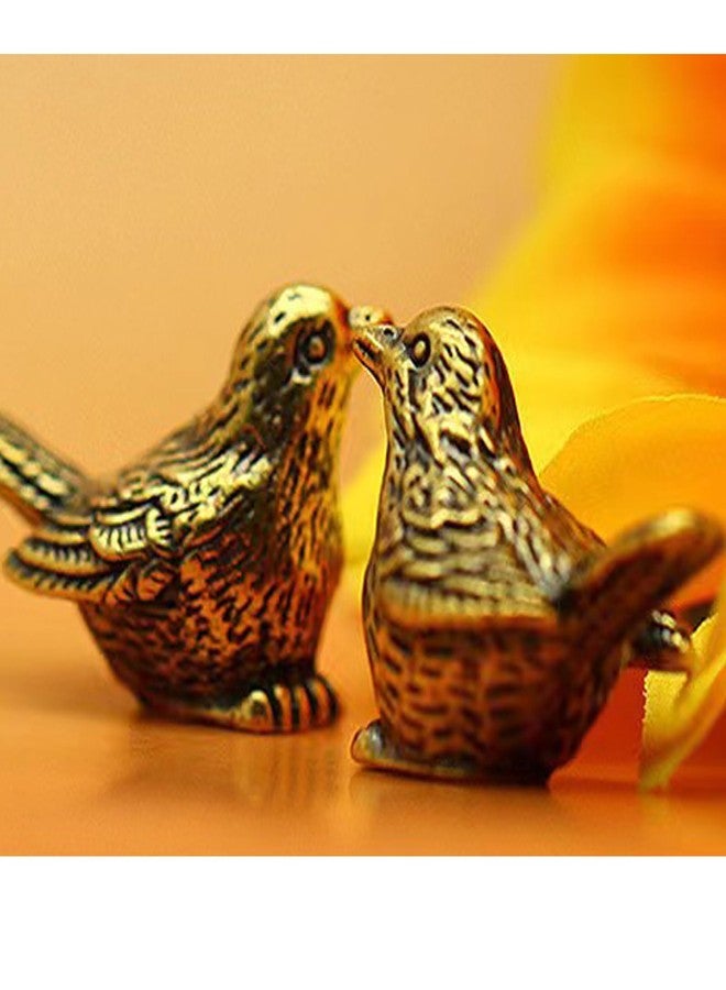 ALHBEJT 2pcs Brass Golden Bird Figurines Small Birds Statues Vintage Brass Bird Statue Retro Sparrow Figurine Home Decor Ornaments for Living Room, Bedroom, Office Desktop, Cabinets - Image 4